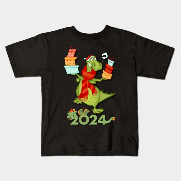 Dragon With Gifts Kids T-Shirt by Anatoliy Smirnov